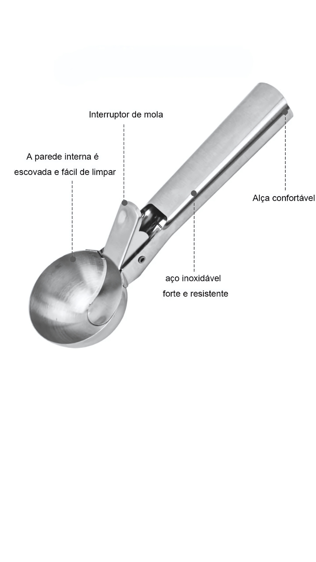 Colher De Sorvete Com Ejetor Inox 3