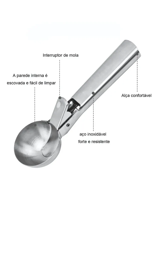 Colher De Sorvete Com Ejetor Inox 6