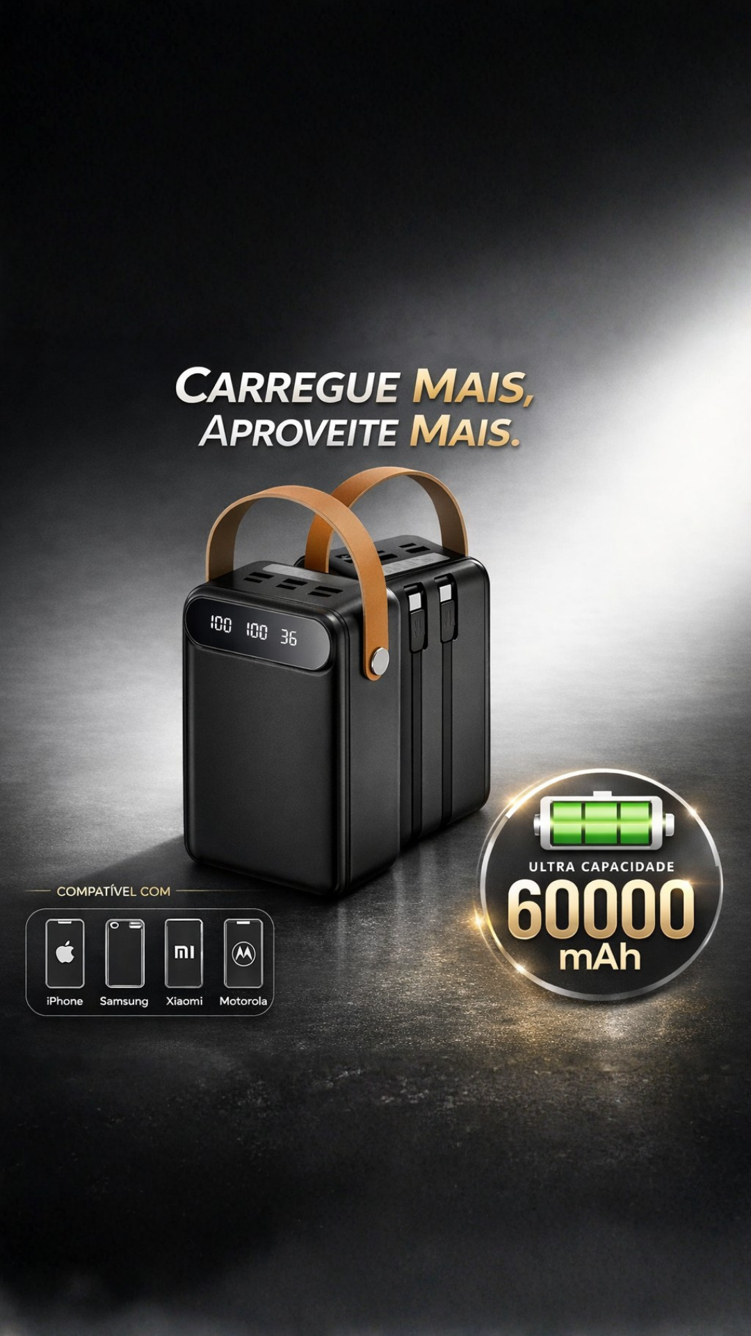 Power Bank Carregador Portátil 60000mAh LED 3