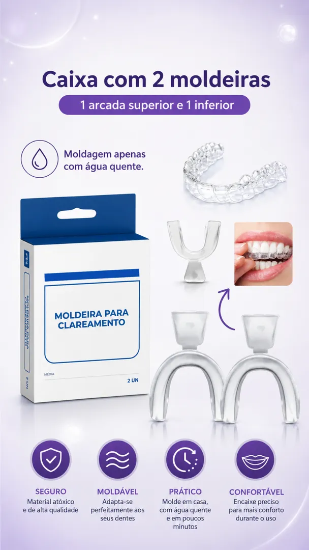 Kit Clareador Dental Whiteness Simple FGM com 2 Seringas + Dessensibilizante +  Moldeira 4