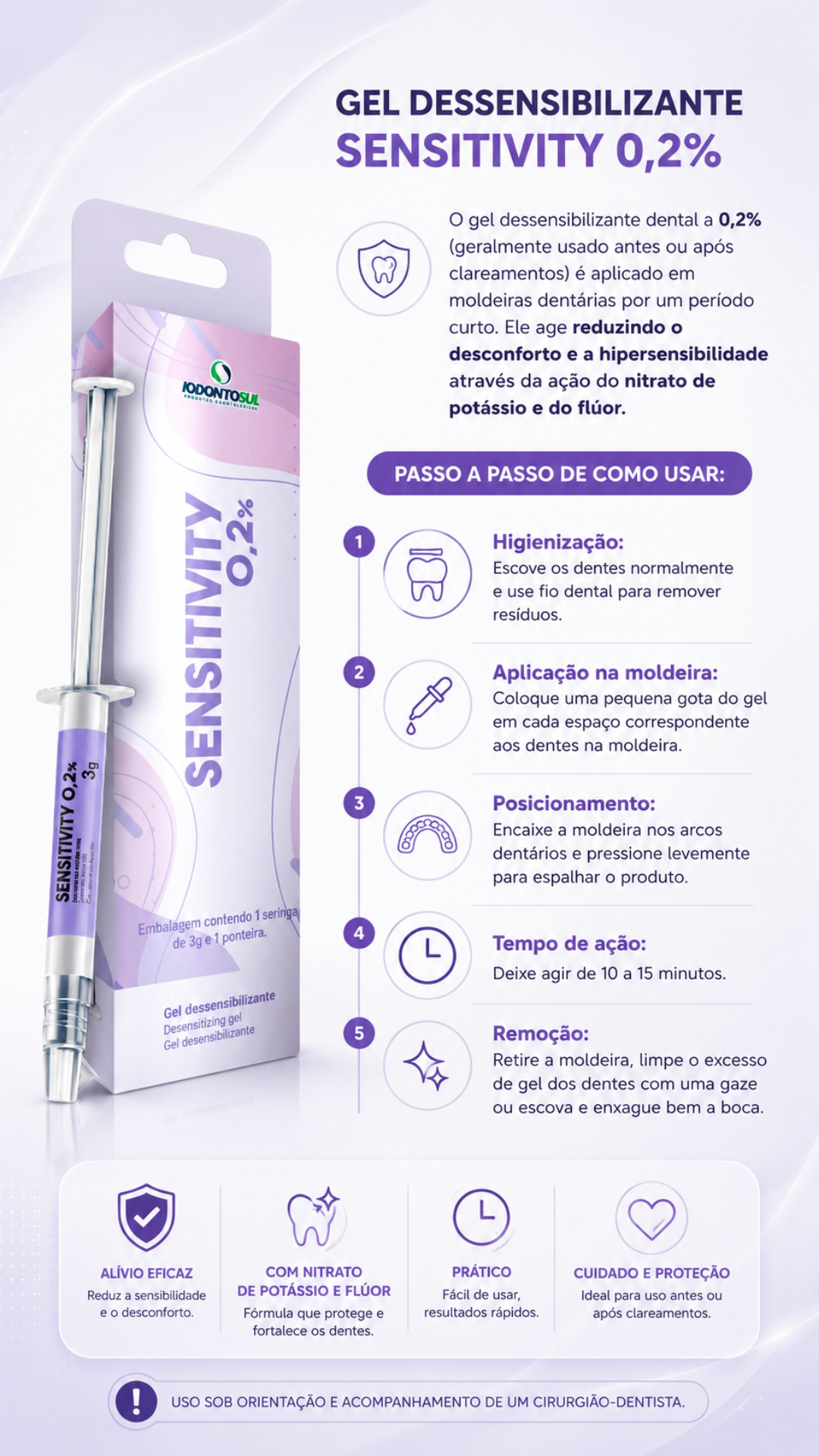Kit Clareador Dental Whiteness Simple FGM com 2 Seringas + Dessensibilizante +  Moldeira 5