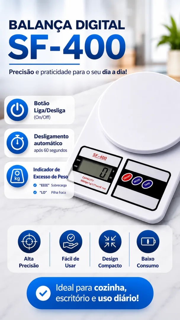 Balança Cozinha Digital 10kg Alta Precisão Dieta e Nutrição 4