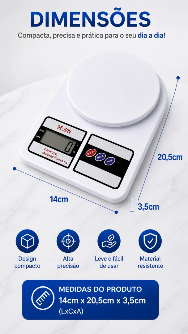 Balança Cozinha Digital 10kg Alta Precisão Dieta e Nutrição 6