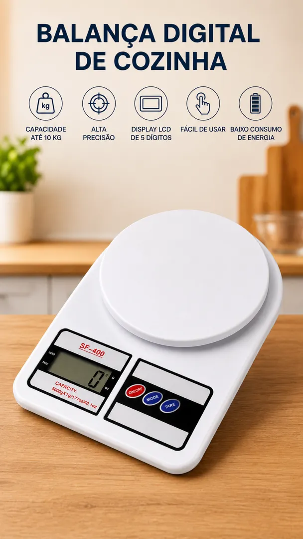Balança Cozinha Digital 10kg Alta Precisão Dieta e Nutrição 7