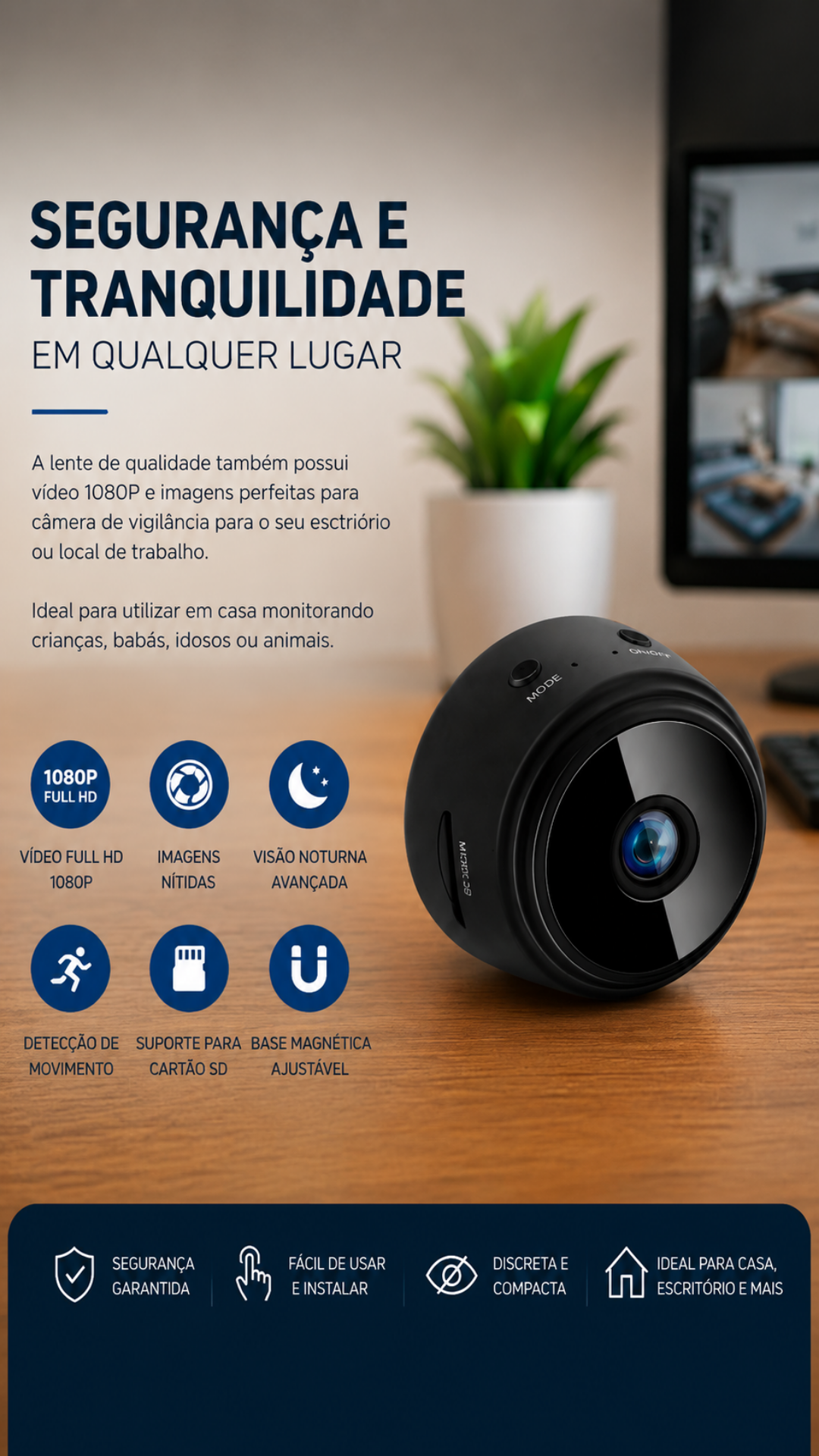 Mini Câmera A9 WiFi Full HD 1080P com Acesso Remoto pelo Celular 6