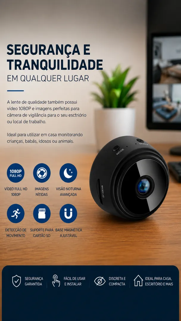 Mini Câmera A9 WiFi Full HD 1080P com Acesso Remoto pelo Celular 6