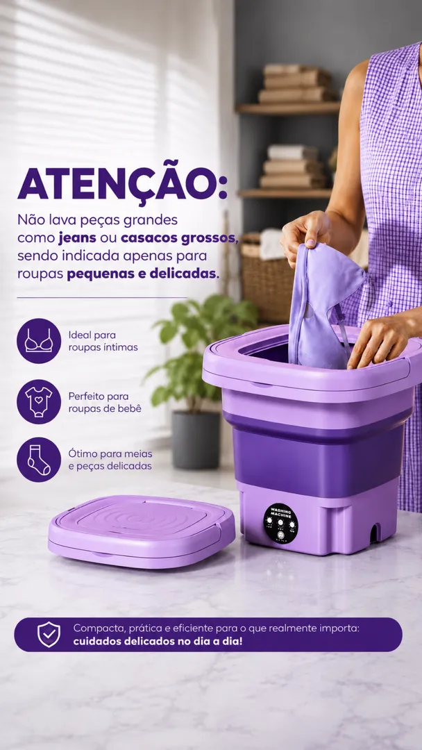 Mini Máquina Lava Roupas Portátil Dobrável 9L Bivolt 4