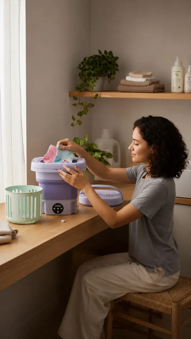 Mini Máquina Lava Roupas Portátil Dobrável 9L Bivolt 8