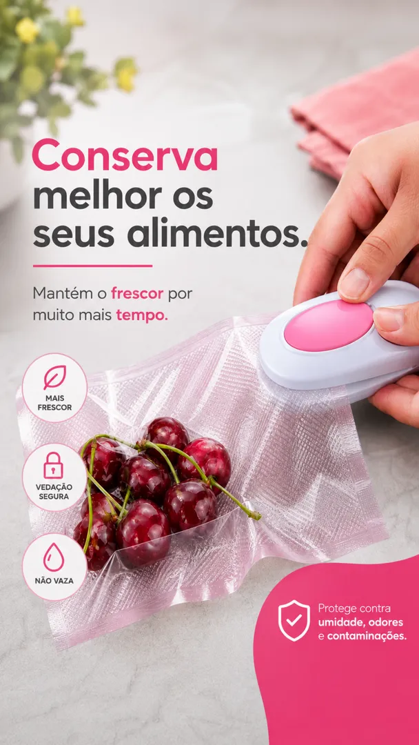 Seladora Portátil Fecha Sacos Plástico Mini a Pilha 4