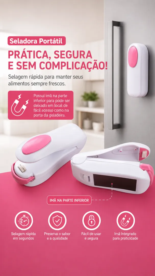 Seladora Portátil Fecha Sacos Plástico Mini a Pilha 5