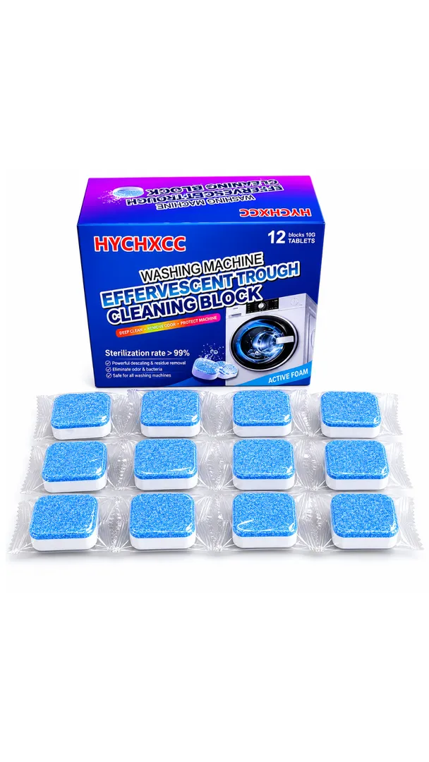 Kit 12 Pastilhas de Limpeza para Máquina de Lavar e Lava-Louças