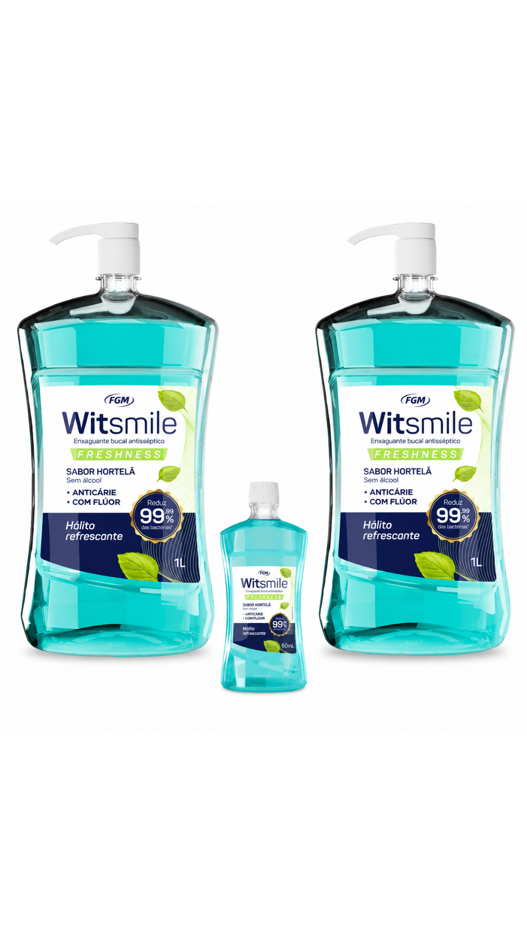 Kit 2 Enxaguantes Bucais FGM 1L Sem Álcool + Brinde 60ml 2