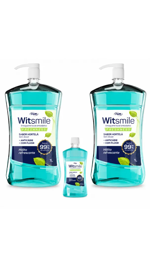 Kit 2 Enxaguantes Bucais FGM 1L Sem Álcool + Brinde 60ml 2