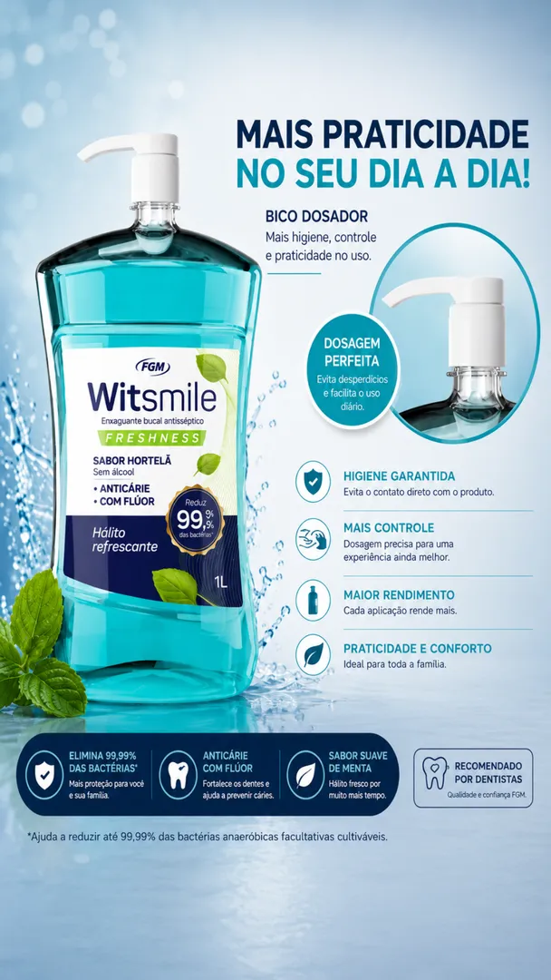 Kit 2 Enxaguantes Bucais FGM 1L Sem Álcool + Brinde 60ml 4