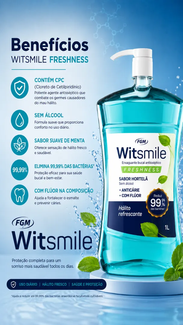 Kit 2 Enxaguantes Bucais FGM 1L Sem Álcool + Brinde 60ml 6