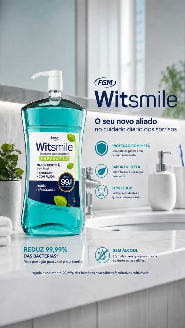 Kit 2 Enxaguantes Bucais FGM 1L Sem Álcool + Brinde 60ml 9