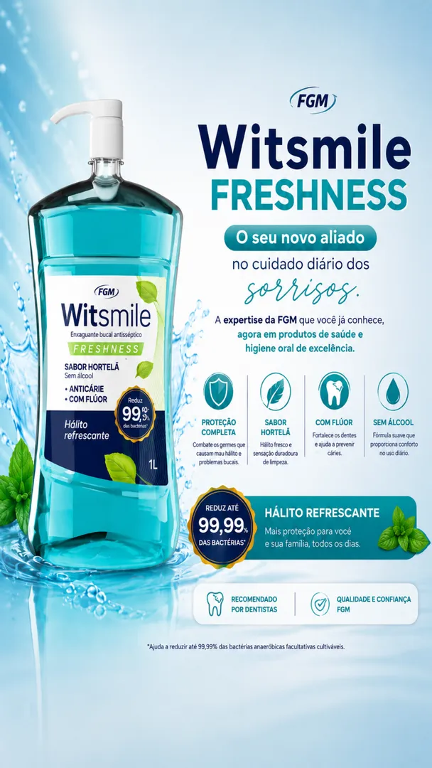 Kit 2 Enxaguantes Bucais FGM 1L Sem Álcool + Brinde 60ml 8