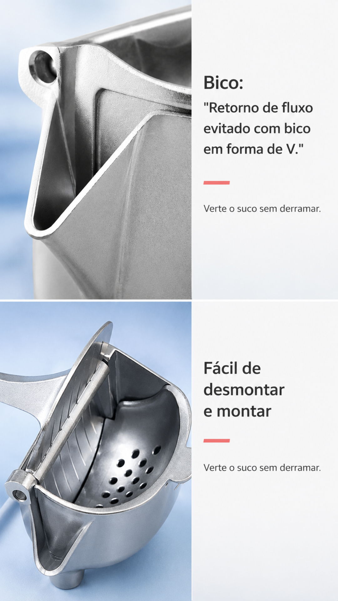 Espremedor de Frutas Manual Profissional em Aço Inox 4
