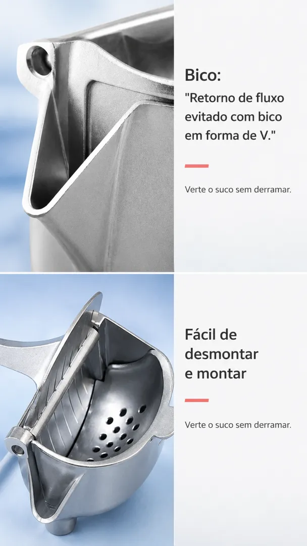 Espremedor de Frutas Manual Profissional em Aço Inox 4
