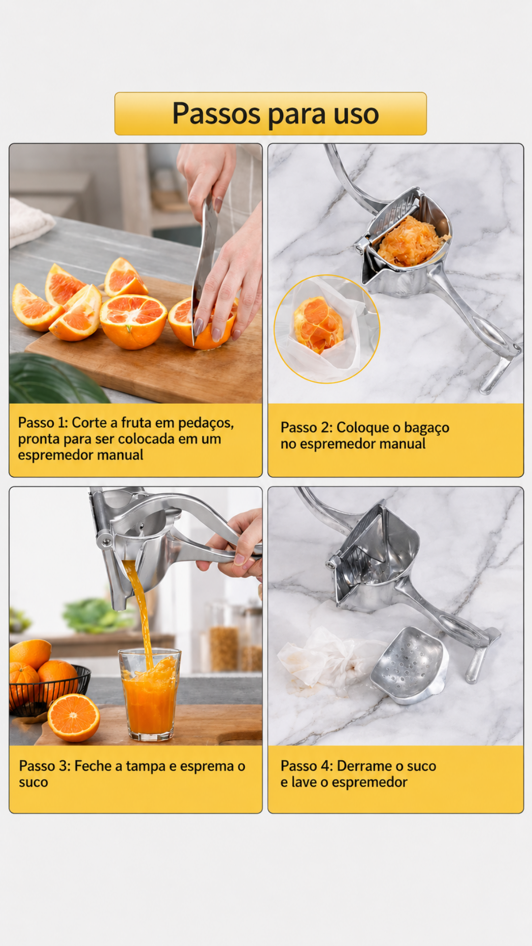 Espremedor de Frutas Manual Profissional em Aço Inox 5
