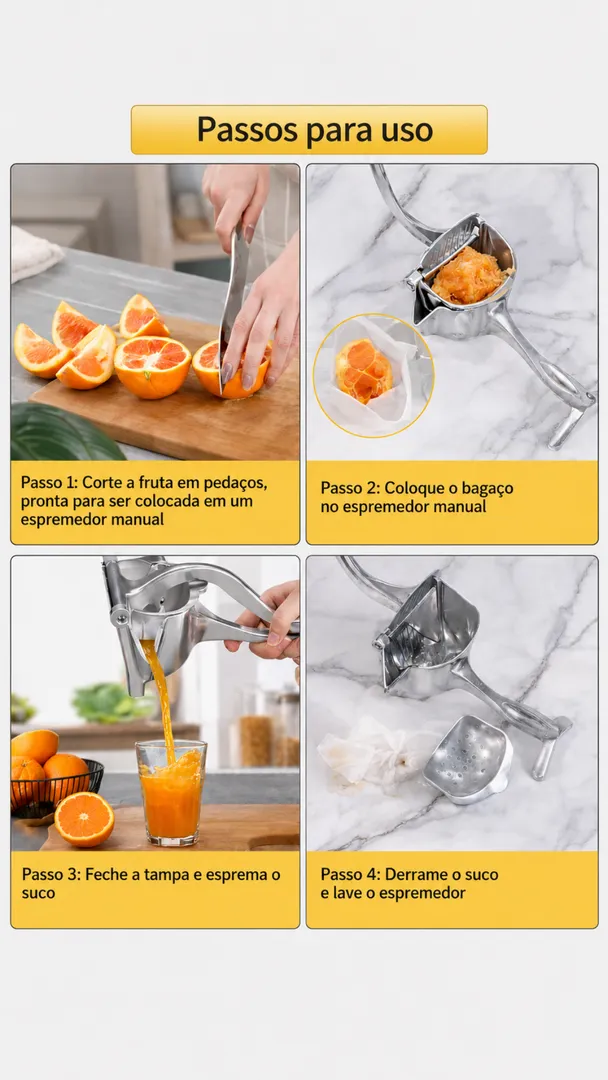 Espremedor de Frutas Manual Profissional em Aço Inox 5