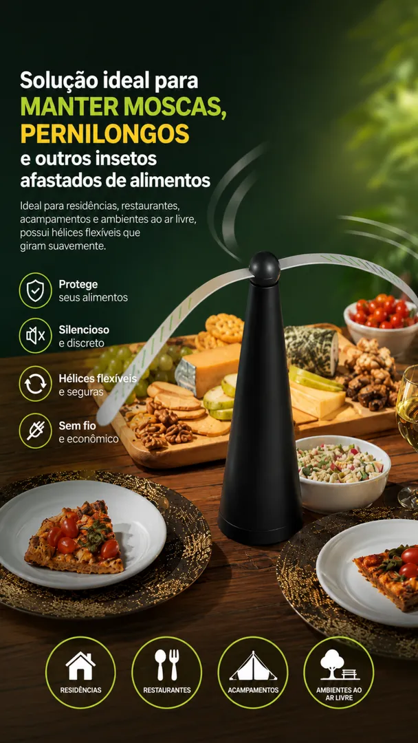 Ventilador Espanta Moscas Portátil para Mesa e Cozinha 3