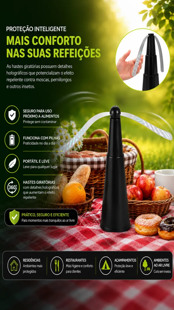 Ventilador Espanta Moscas Portátil para Mesa e Cozinha 4