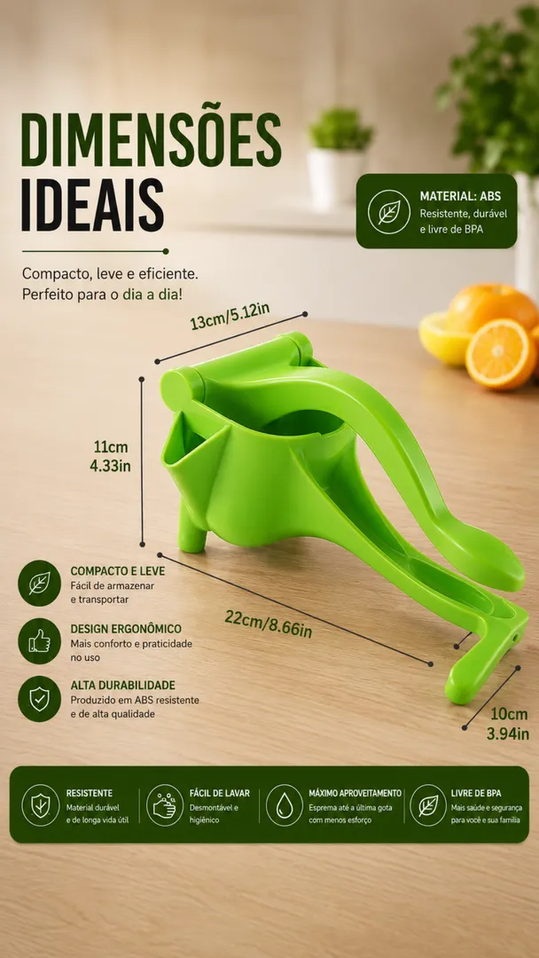 Espremedor de Limão e Laranja Manual em Plástico ABS 8
