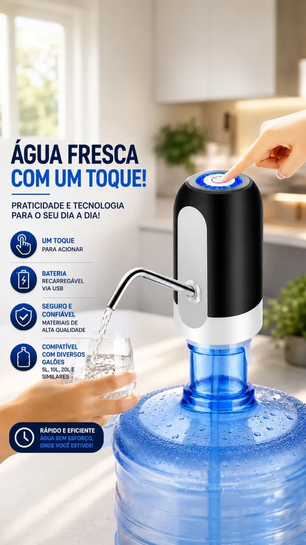 Bomba Elétrica para Galão de Água Recarregável USB Universal 7