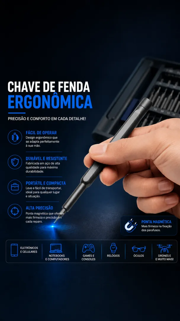 Kit Chave de Precisão Magnética 24 em 1 para Eletrônicos 4