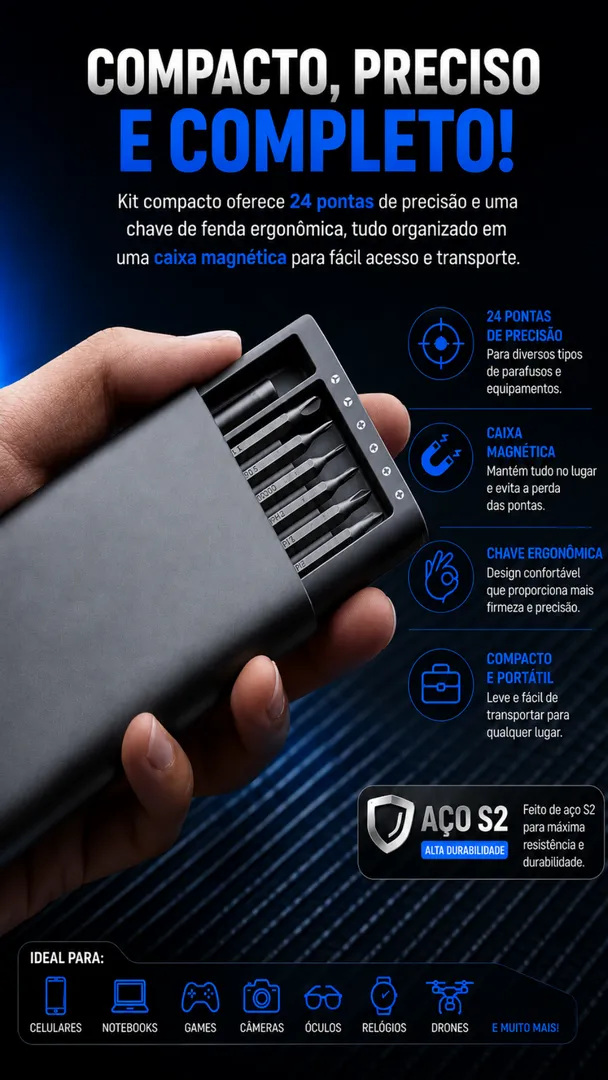 Kit Chave de Precisão Magnética 24 em 1 para Eletrônicos 6