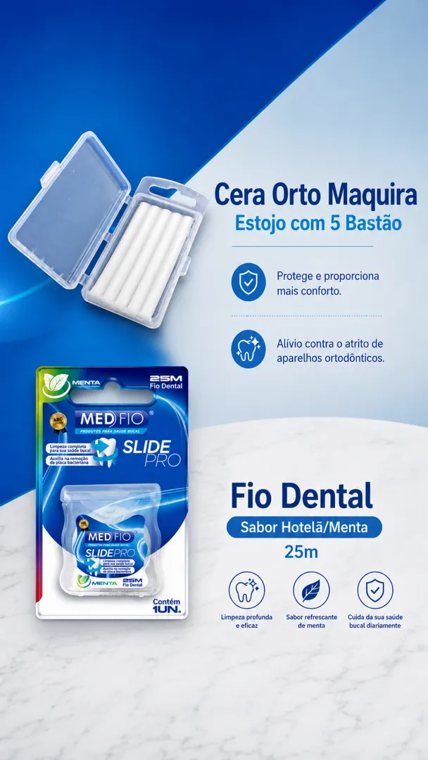 Kit Ortodôntico Completo para Aparelho Fixo com Cera e Fio Dental 5