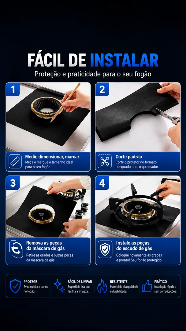 Kit 4 Protetores de Fogão Antiaderente Reutilizáveis 3