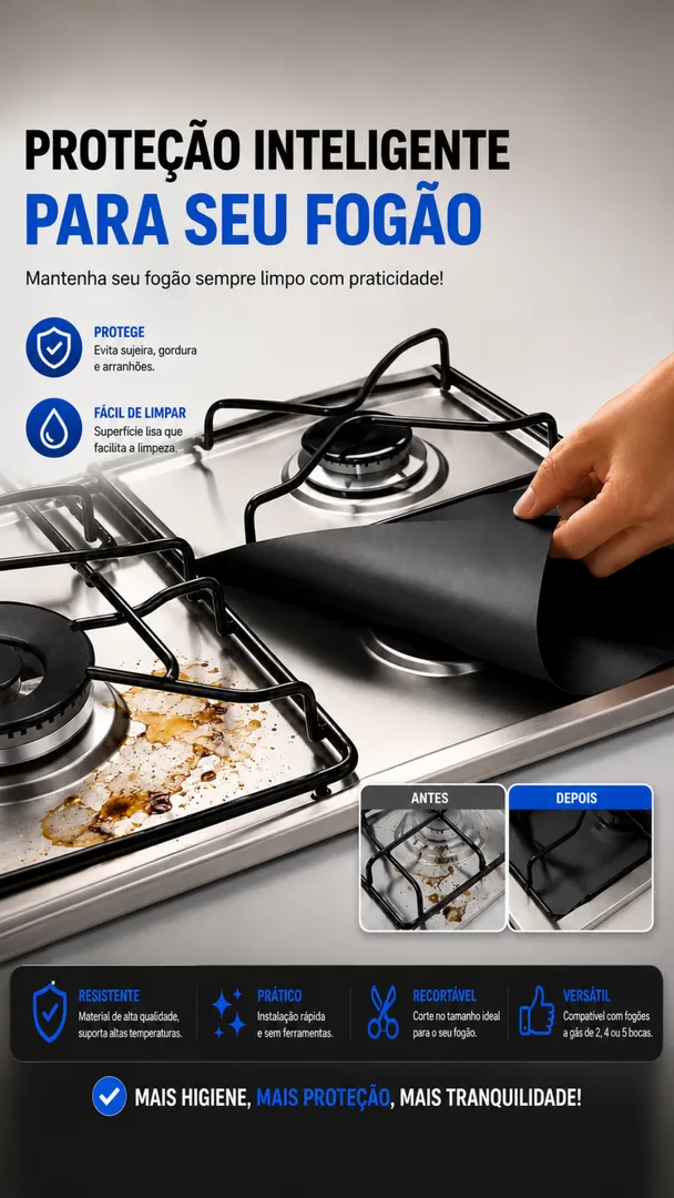 Kit 4 Protetores de Fogão Antiaderente Reutilizáveis 7