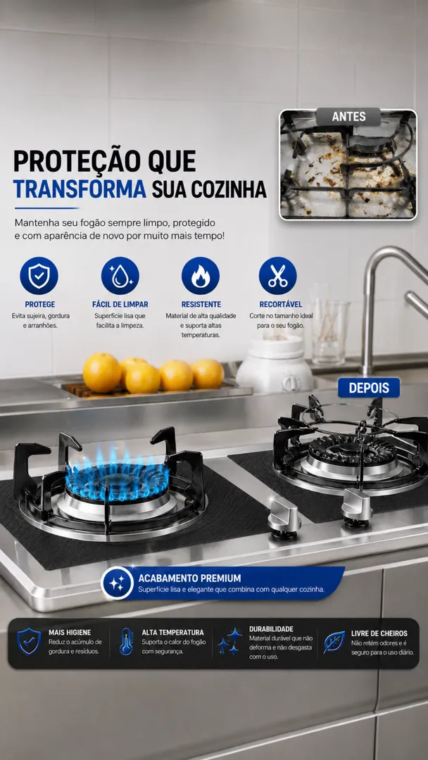 Kit 4 Protetores de Fogão Antiaderente Reutilizáveis 8
