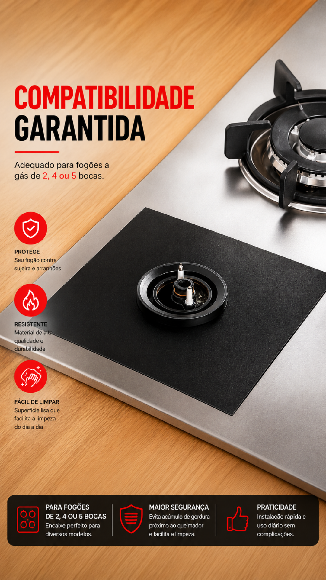 Kit 4 Protetores de Fogão Antiaderente Reutilizáveis 9