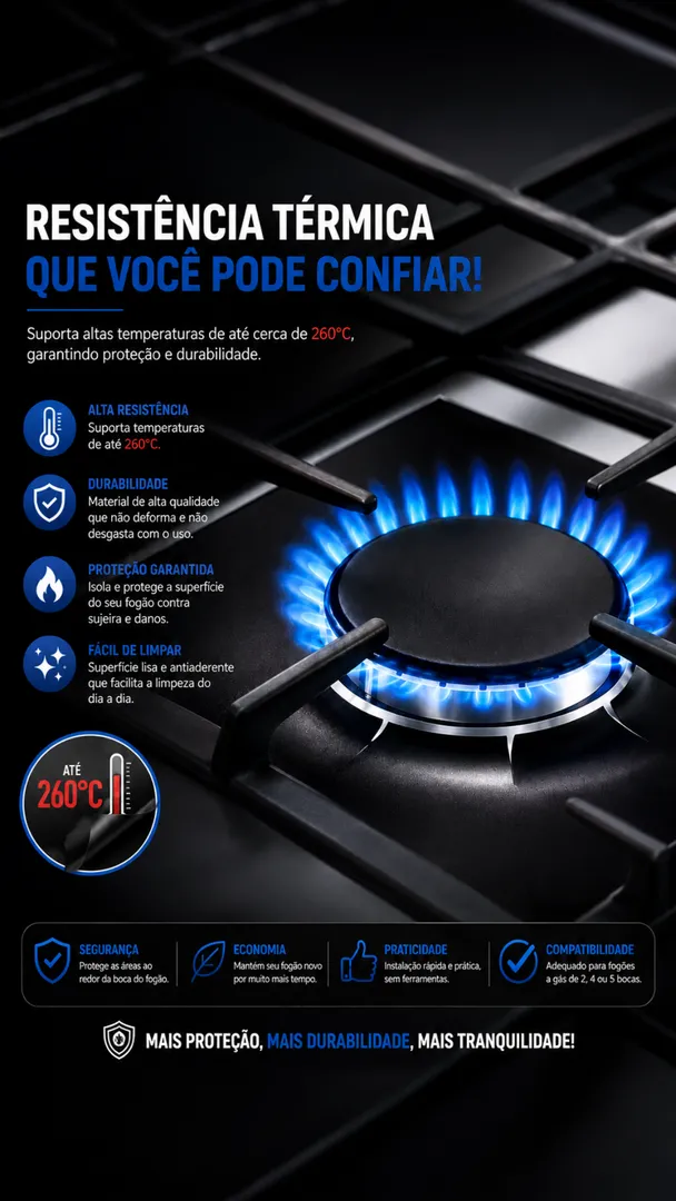 Kit 4 Protetores de Fogão Antiaderente Reutilizáveis 6