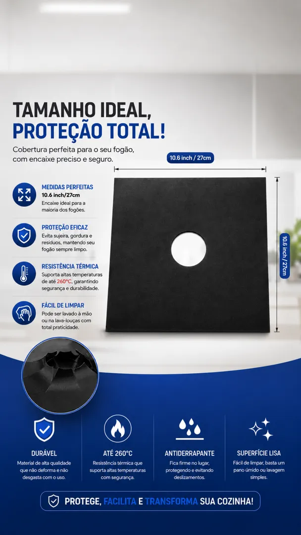 Kit 4 Protetores de Fogão Antiaderente Reutilizáveis 4