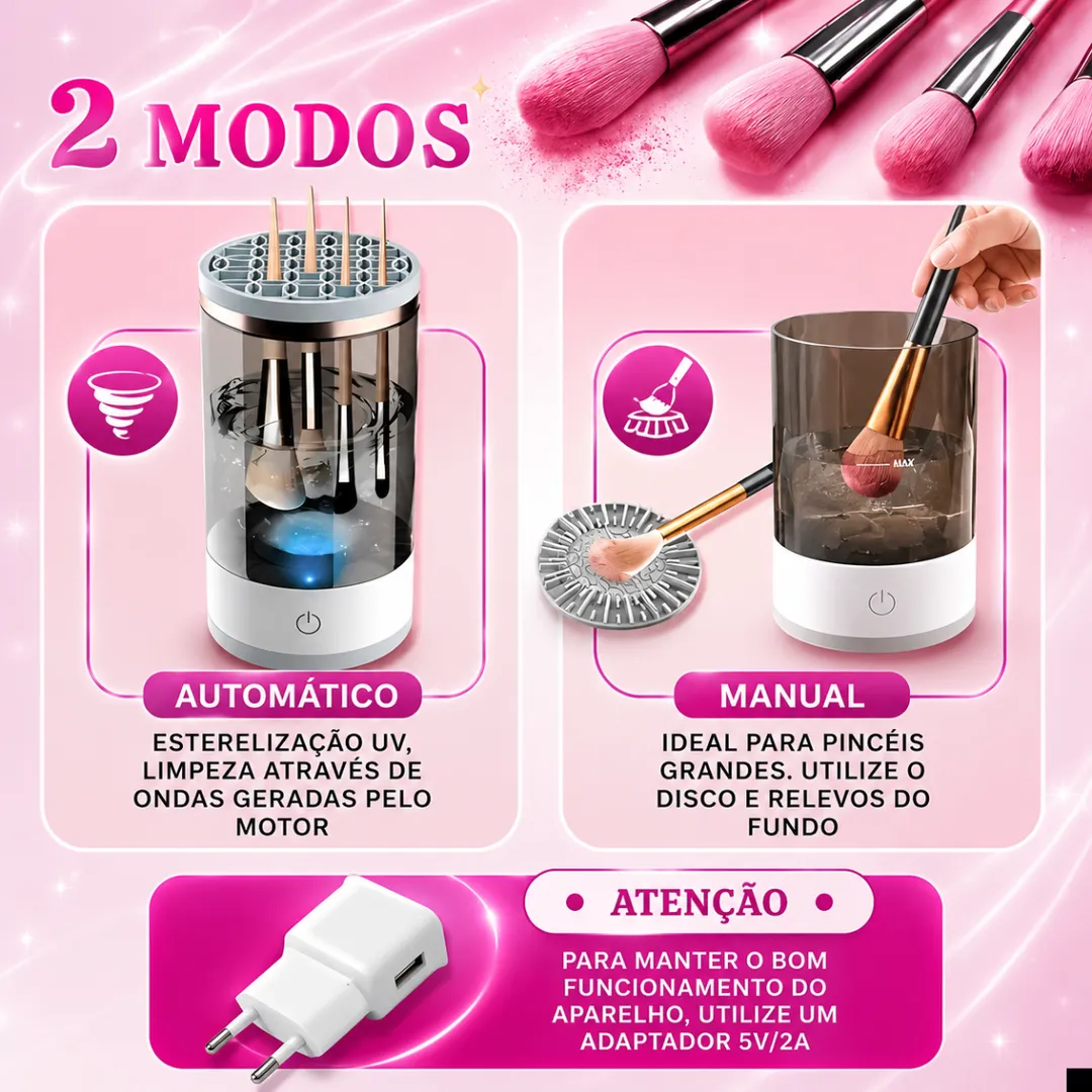Limpador de Pincéis de Maquiagem Elétrico USB Brush Cleaner 4