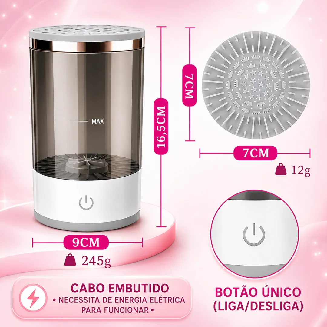 Limpador de Pincéis de Maquiagem Elétrico USB Brush Cleaner 5